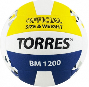 Мяч волейбольный TORRES BM1200 V42035 р.5 белый-синий-желтый